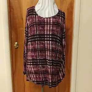 Shirt, large, purple, black, patter, long sleeve, Apt. 9